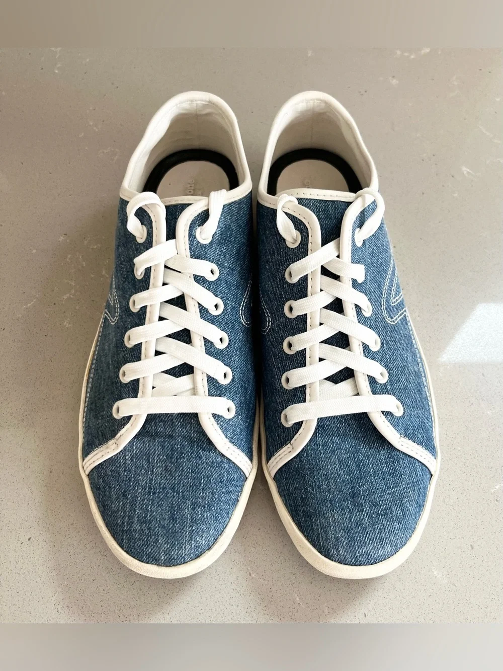 Rag & Bone Court Low Denim Sneakers Women's Shoes Blue Canvas Size 39.5 US 9.5